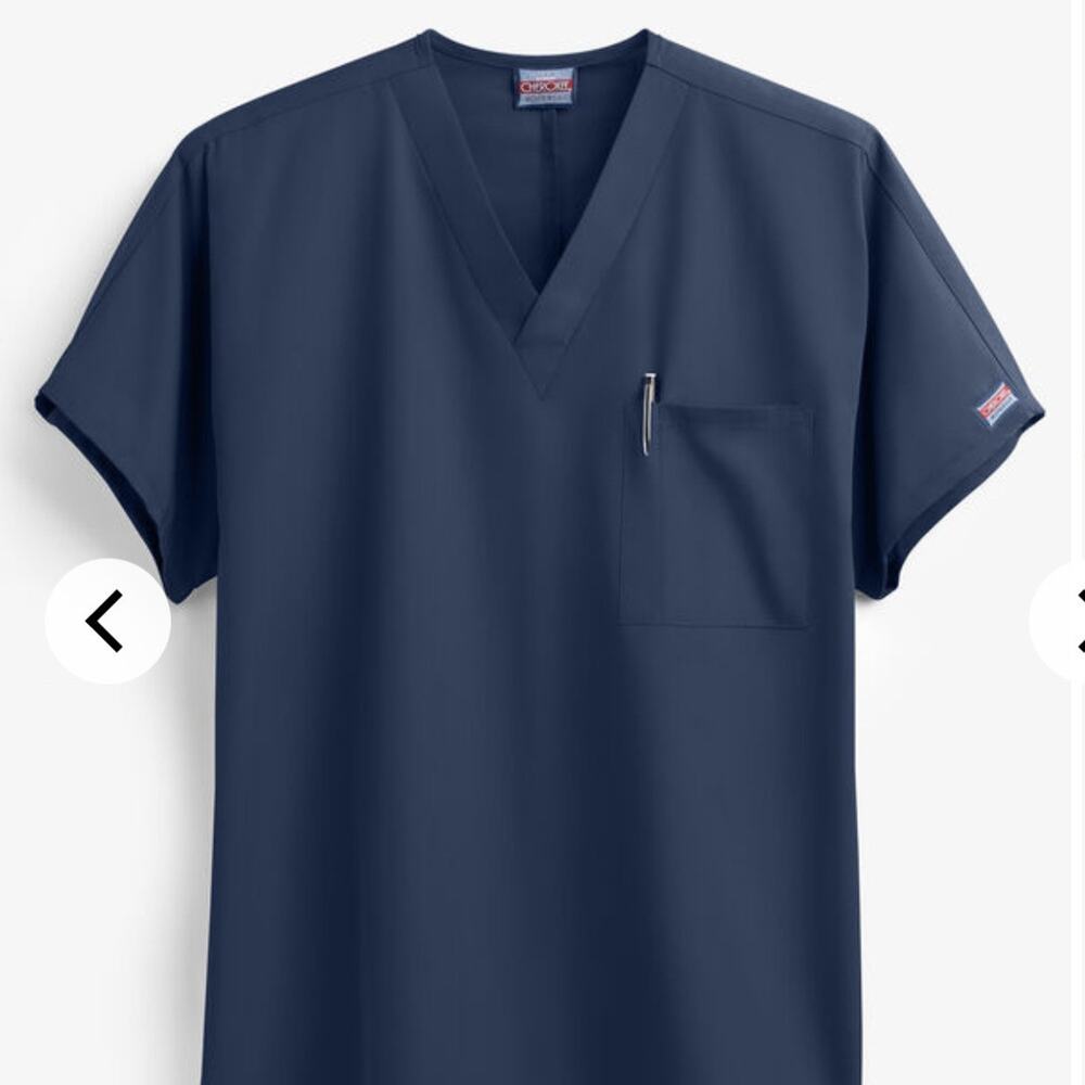 Cherokee Workwear Scrub Top Originals Unisex Medium Navy Blue V-Neck Medical Top